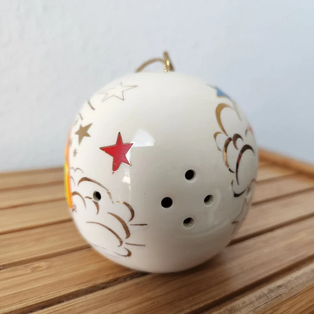 Vintage‎ Rainbow Star Christmas Ornament Ball Potpourri Holder Hand Painted